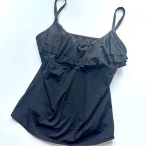 Kenneth Cole Black Ruffle Tankini Swim Suit Tank Top